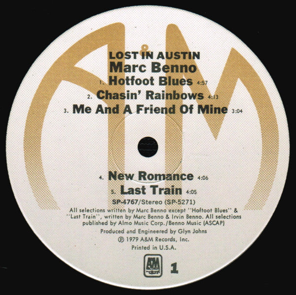 Marc Benno : Lost In Austin (LP, Album)