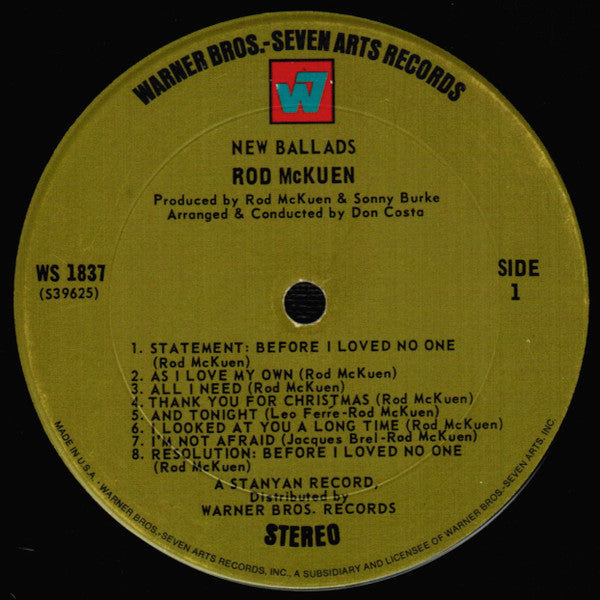 Rod McKuen : New Ballads (LP, Album, Pit)
