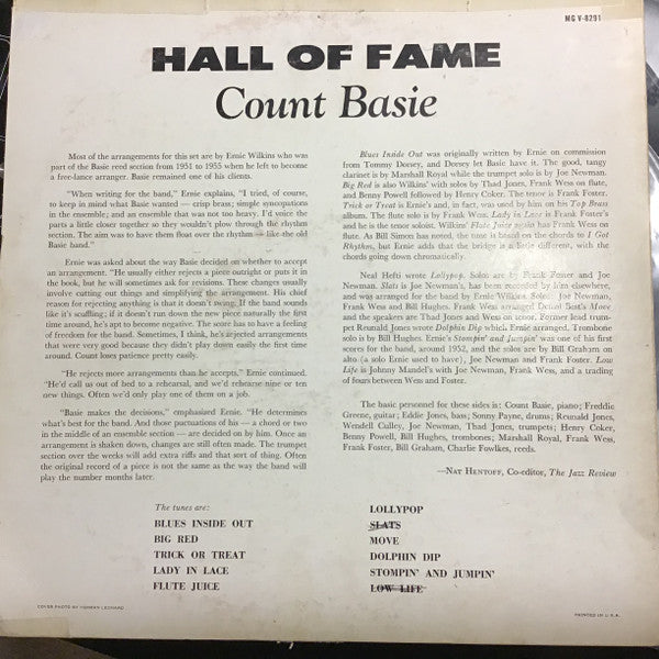 Count Basie : Hall Of Fame (LP, Album, Mono)
