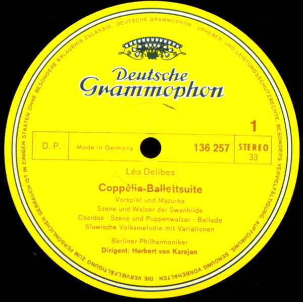 Delibes* / Chopin* - Douglas*, Berliner Philharmoniker, Herbert von Karajan : Coppelia-Ballettsuite / Les Sylphides (LP, RE, RP)