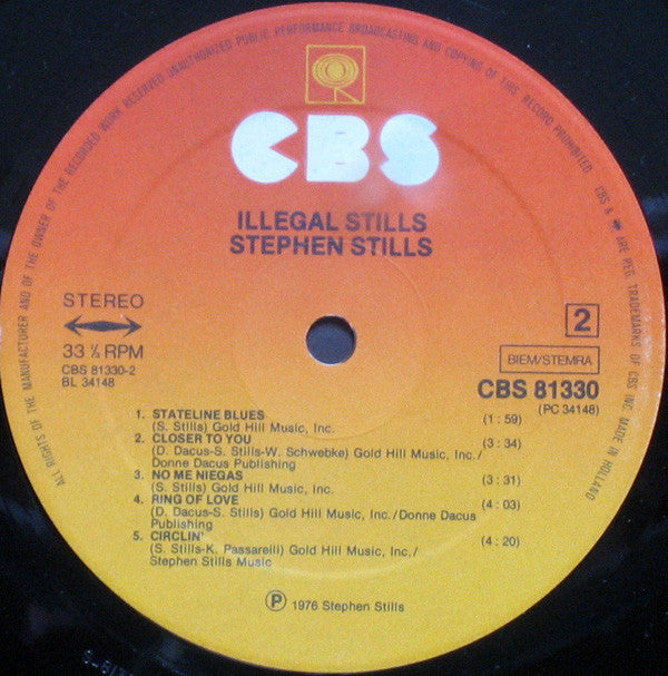 Stephen Stills : Illegal Stills (LP, Album)