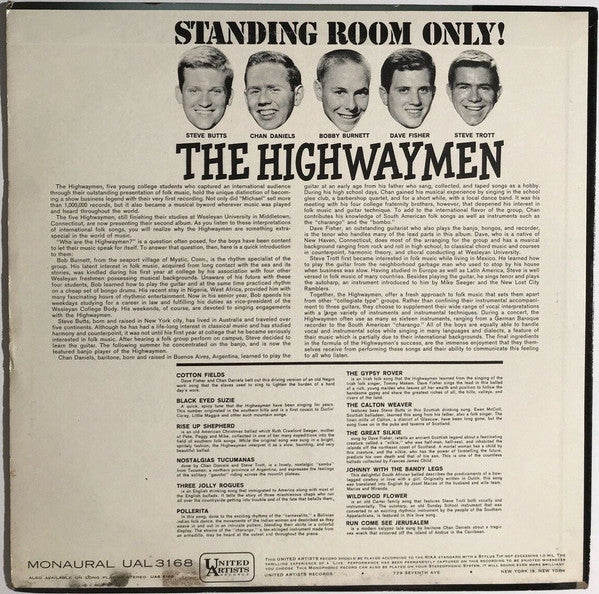 The Highwaymen* : Standing Room Only! (LP, Album, Mono)
