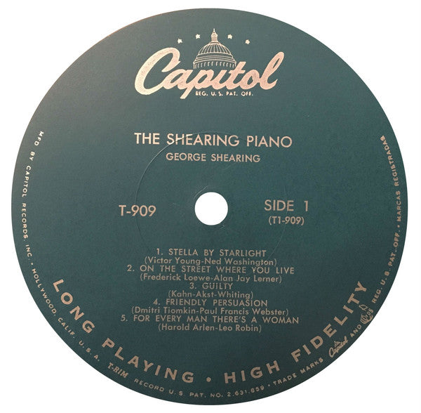 George Shearing : The Shearing Piano (LP, Album, Mono)