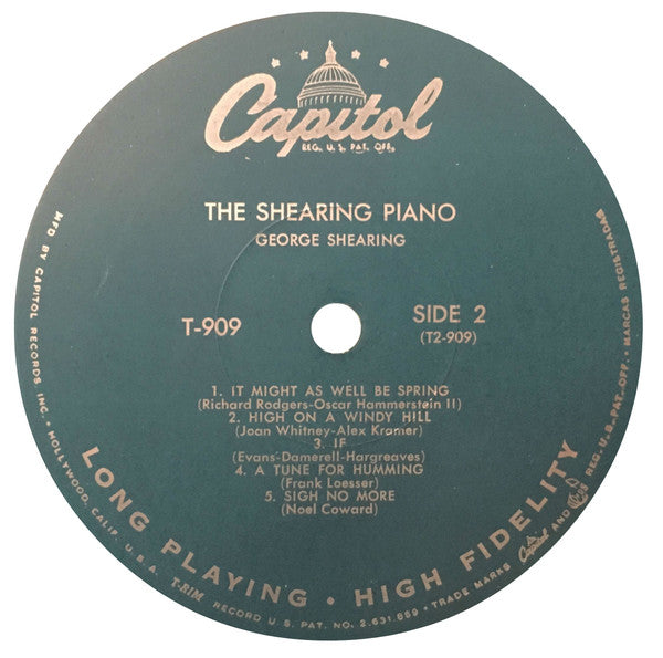 George Shearing : The Shearing Piano (LP, Album, Mono)
