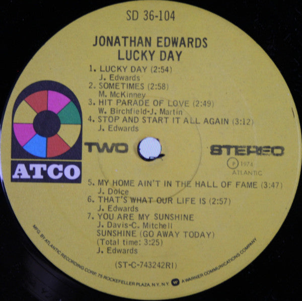 Jonathan Edwards (2) : Lucky Day (LP, Album, RI )