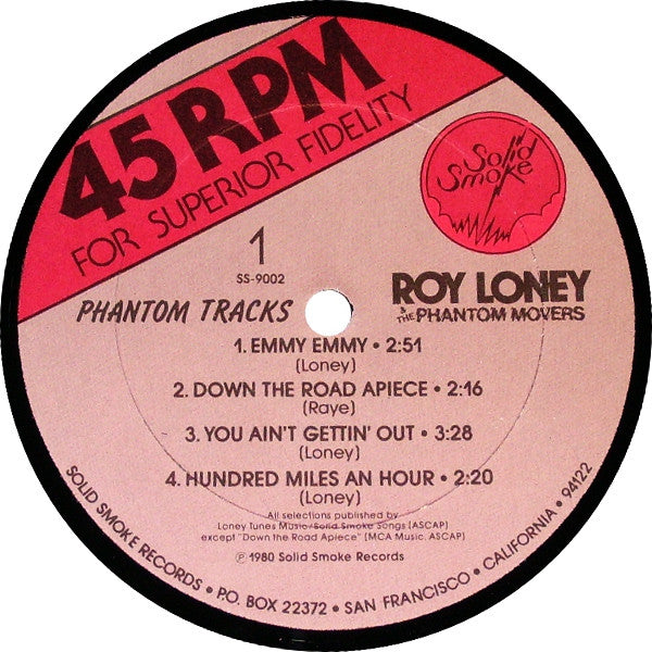 Roy Loney & The Phantom Movers : Phantom Tracks (LP, Album)