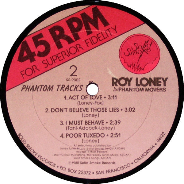 Roy Loney & The Phantom Movers : Phantom Tracks (LP, Album)