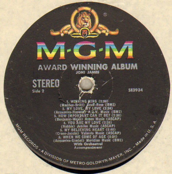 Joni James : Award Winning Album (LP, Comp, RE)