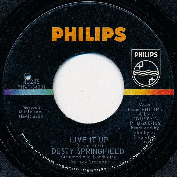 Dusty Springfield : Live It Up (7", Styrene, Ric)