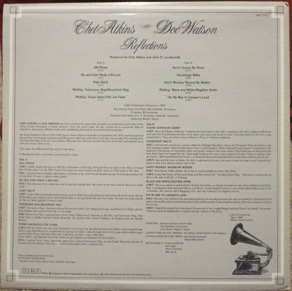 Chet Atkins / Doc Watson : Reflections (LP, Album, Ind)