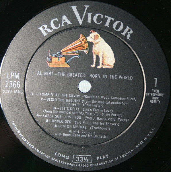 Al Hirt With Henri René And His Orchestra : The Greatest Horn In The World (LP, Album, Mono)