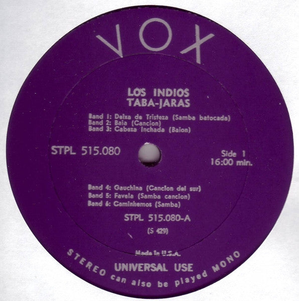Los Indios Taba-Jaras* : Popular And Folk Songs Of Latin America (LP, Album, RE)