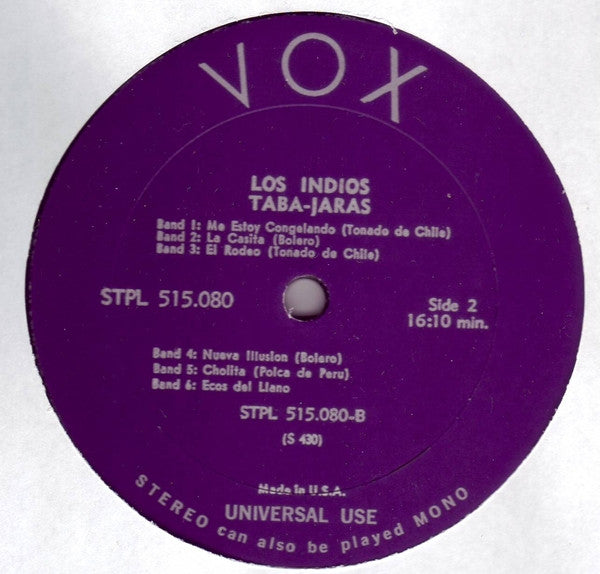 Los Indios Taba-Jaras* : Popular And Folk Songs Of Latin America (LP, Album, RE)