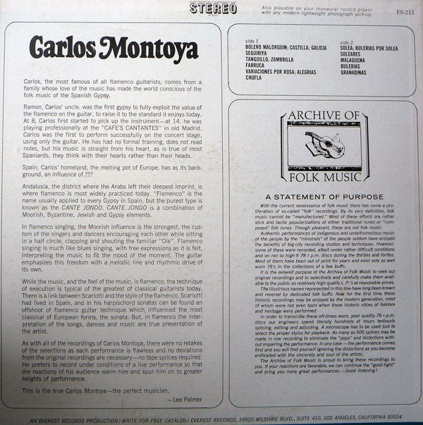 Carlos Montoya : Carlos Montoya (LP, Album, RE)