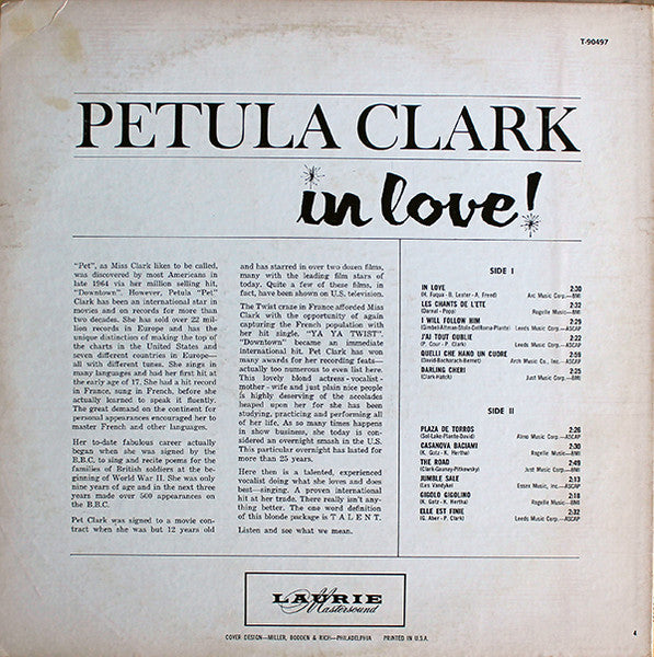 Petula Clark : In Love (LP, Comp, Mono, Club)