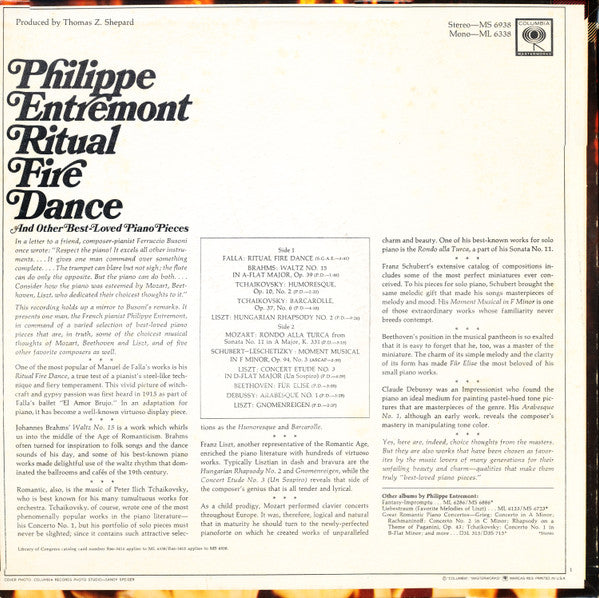 Philippe Entremont : Ritual Fire Dance (LP)