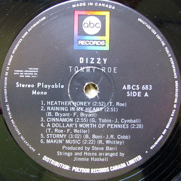 Tommy Roe : Dizzy (LP, Album)