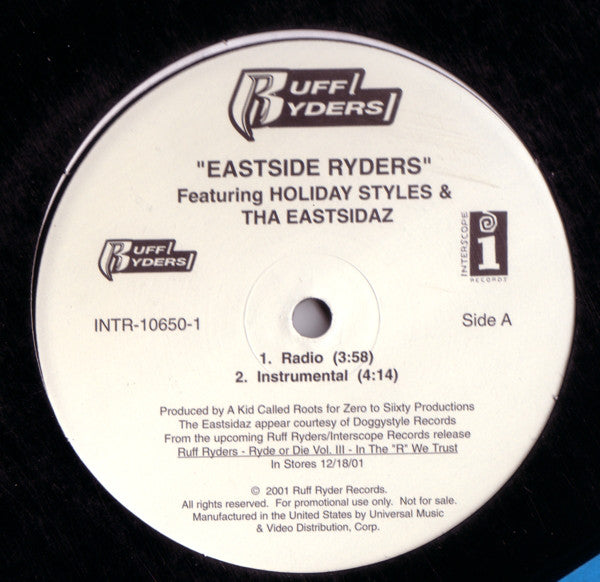 Ruff Ryders Featuring Holiday Styles & Tha Eastsidaz : Eastside Ryders (12", Promo)