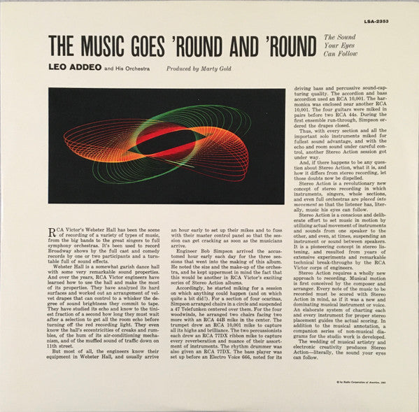 Leo Addeo And His Orchestra : The Music Goes 'Round And 'Round (LP, Album, Die)