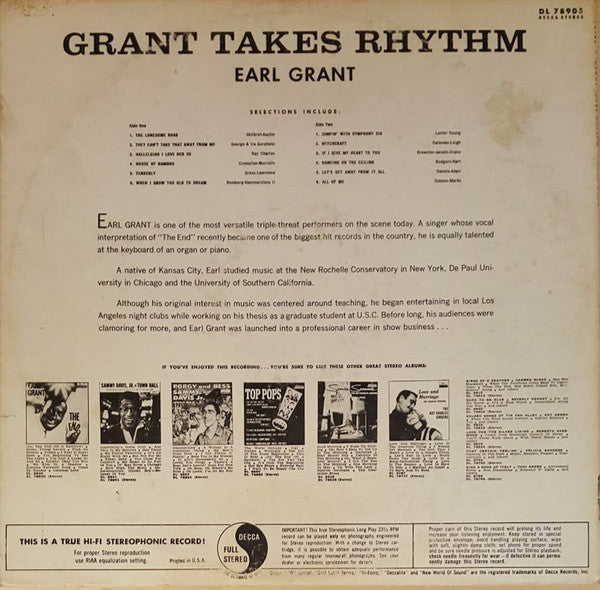 Earl Grant : Grant Takes Rhythm (LP, Album)