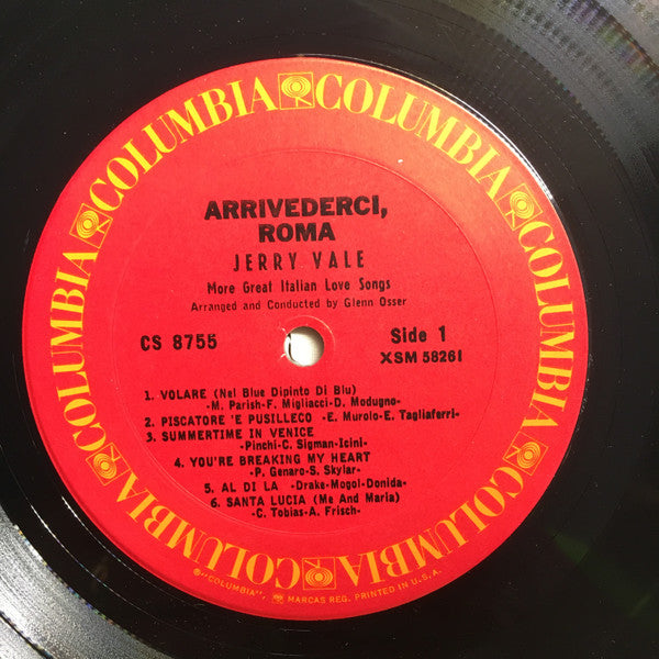 Jerry Vale : Arrivederci, Roma (LP, Album, RE)