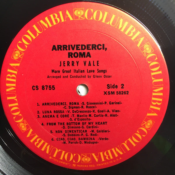 Jerry Vale : Arrivederci, Roma (LP, Album, RE)
