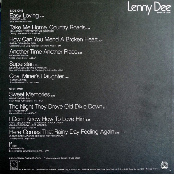 Lenny Dee (2) : Easy Lovin' (LP, Album)