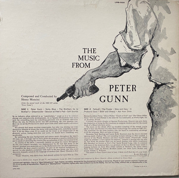 Henry Mancini : The Music From Peter Gunn (LP, Album, Mono, RE, Roc)