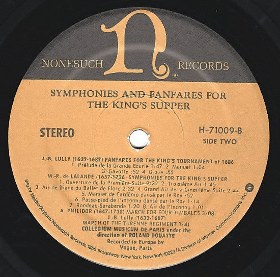 Collegium Musicum De Paris, Roland Douatte : Symphonies And Fanfares For The King's Supper (LP, Album, RP)