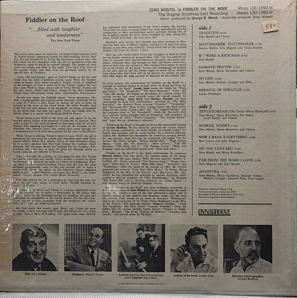 Jerry Bock, Sheldon Harnick - Zero Mostel, Various : Fiddler On The Roof (LP, RP, Roc)