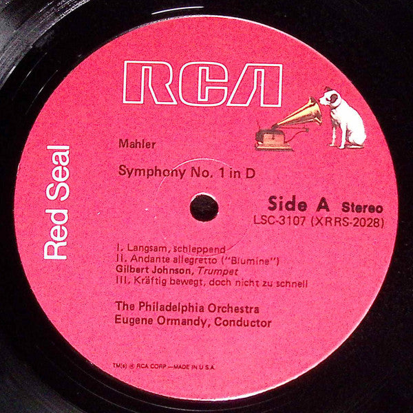 The Philadelphia Orchestra / Eugene Ormandy : Gustav Mahler : Symphony No. 1:  With The Long-Lost Original Second Movement, "Blumine" (Flower Piece) (LP)