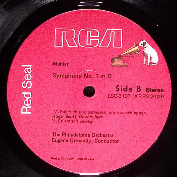 The Philadelphia Orchestra / Eugene Ormandy : Gustav Mahler : Symphony No. 1:  With The Long-Lost Original Second Movement, "Blumine" (Flower Piece) (LP)