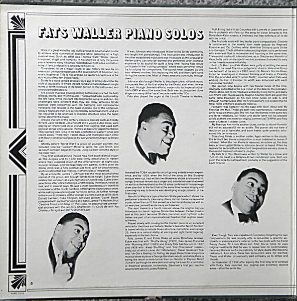 Fats Waller : Piano Solos 1929-1941 (2xLP, Comp, Mono)