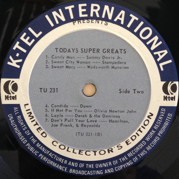 Various : Today's Super Greats Part-1 (LP, Comp, RE, PRC)