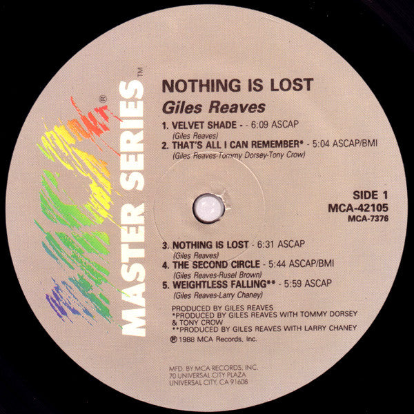Giles Reaves : Nothing Is Lost (LP, Album)