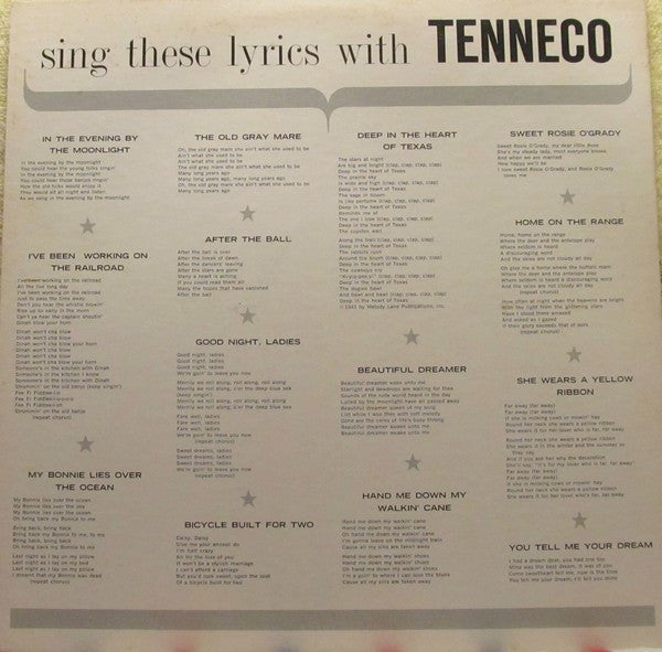 Unknown Artist : Sing With Tenneco (LP, Album, Mono)