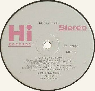 Ace Cannon : Ace Of Sax (LP, Album, Club)