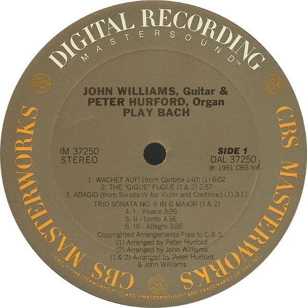John Williams (7) & Peter Hurford Play Bach* : John Williams & Peter Hurford Play Bach (LP, Album)