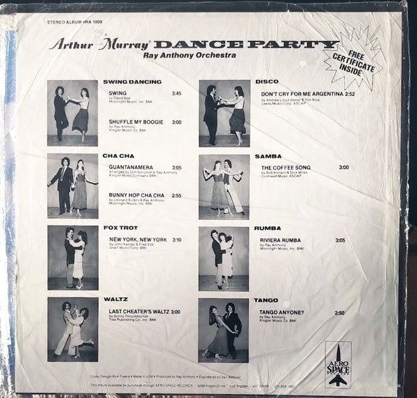 Ray Anthony : Arthur Murray Dance Party (LP, Album, RE, Mon)