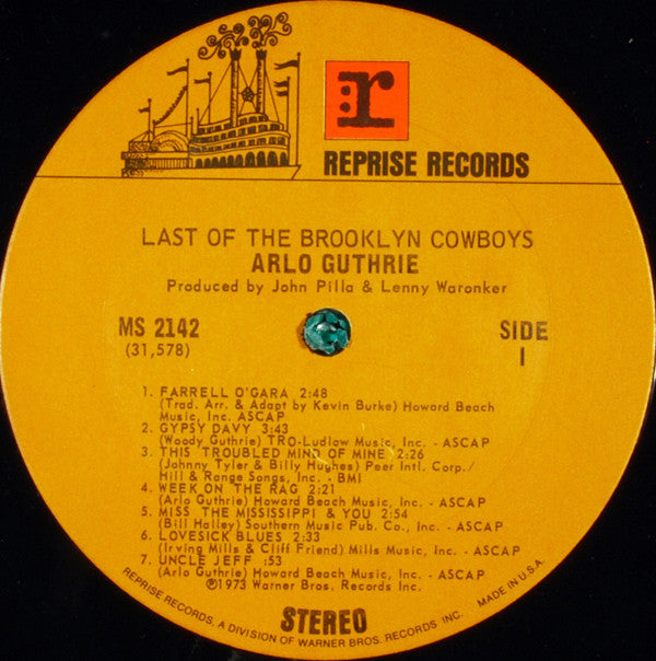 Arlo Guthrie : Last Of The Brooklyn Cowboys (LP, Album, Pit)