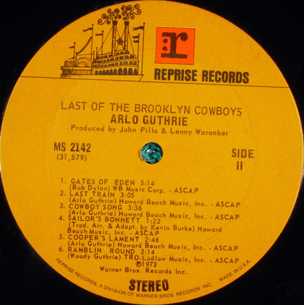 Arlo Guthrie : Last Of The Brooklyn Cowboys (LP, Album, Pit)