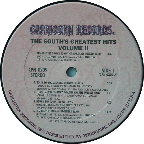 Various : The South's Greatest Hits Volume II (LP, Comp, Ter)