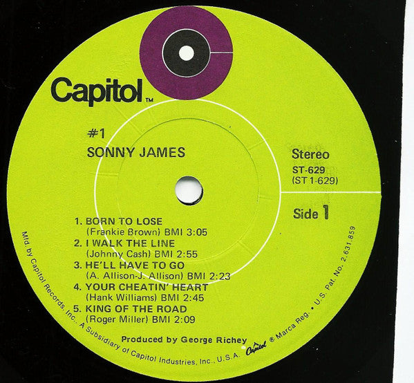 Sonny James : #1 (The Biggest Hits In Country Music History BMI) (LP, Album, Win)