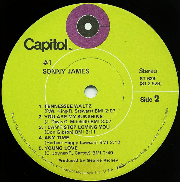 Sonny James : #1 (The Biggest Hits In Country Music History BMI) (LP, Album, Win)