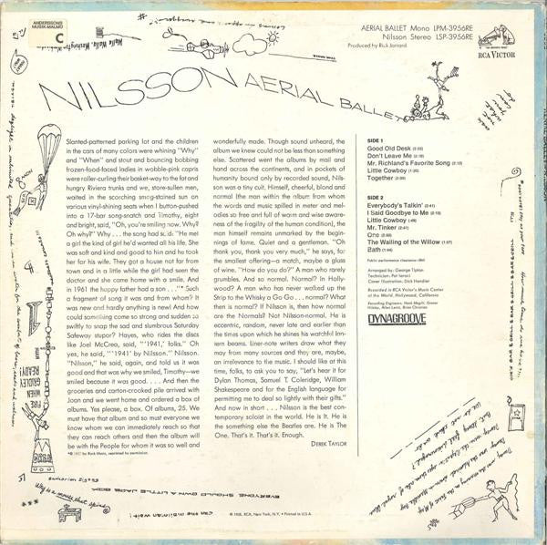 Nilsson* : Aerial Ballet (LP, Album, RP, Ind)