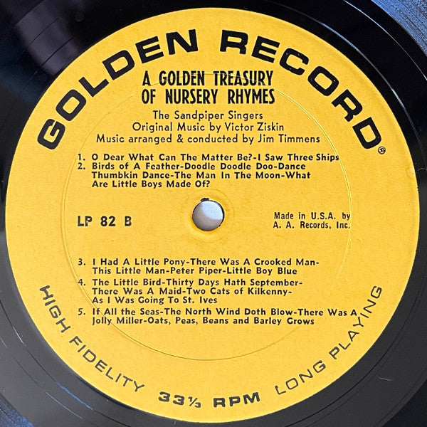 Jim Timmens, The Sandpipers (2) and The Golden Orchestra : A Golden Treasury Of Nursery Rhymes - 40 Favorite Songs (LP, Album, Mono)