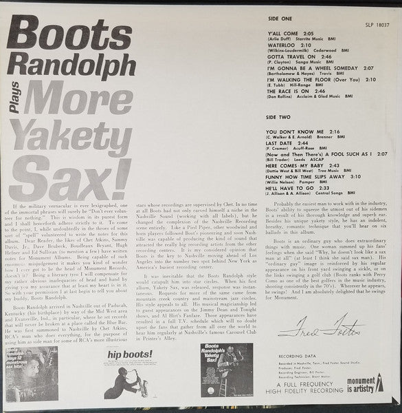 Boots Randolph : Boots Randolph Plays More Yakety Sax! (LP, Album)