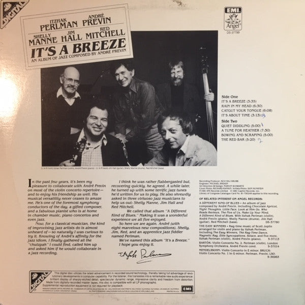 Perlman*, Previn*, Shelly Manne, Jim Hall, Red Mitchell : It's A Breeze (LP, Album)