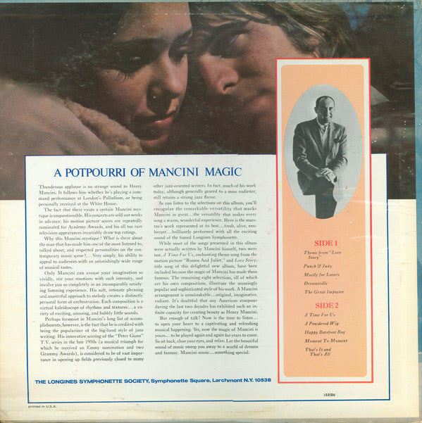 Longines Symphonette Society* : Love Story And Other Romantic Themes (A Potpourri Of Mancini Magic) (LP, Album)