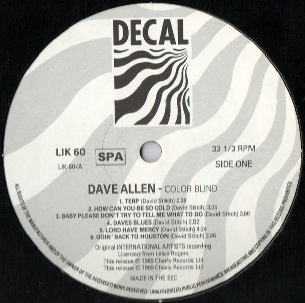 Dave Allen "The Man" : Color Blind (LP, Album)